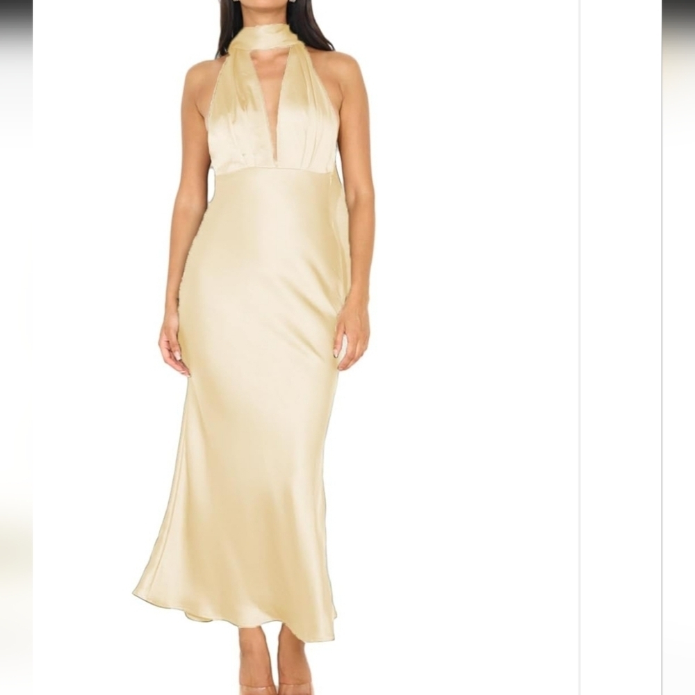 Chic Backless Gold Dress